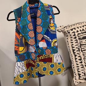 African print peplum vest